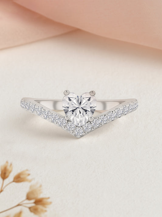 2 Carat Solitaire Heart Ring In Silver
