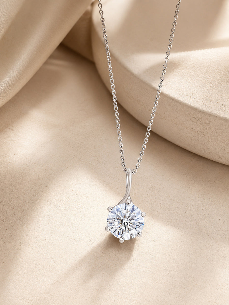 Silver Classic 2 Carat American Diamond Solitaire Pendant