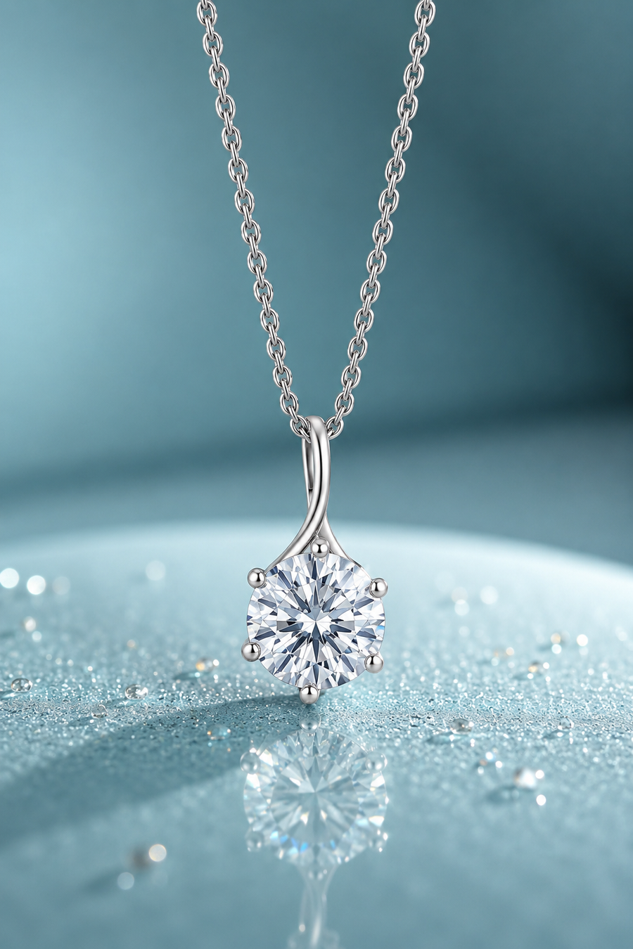Silver Classic 2 Carat American Diamond Solitaire Pendant