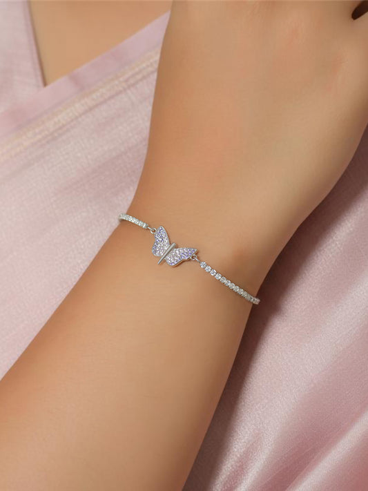 Butterfly Design Silver Adjustable Bolo Bracelet