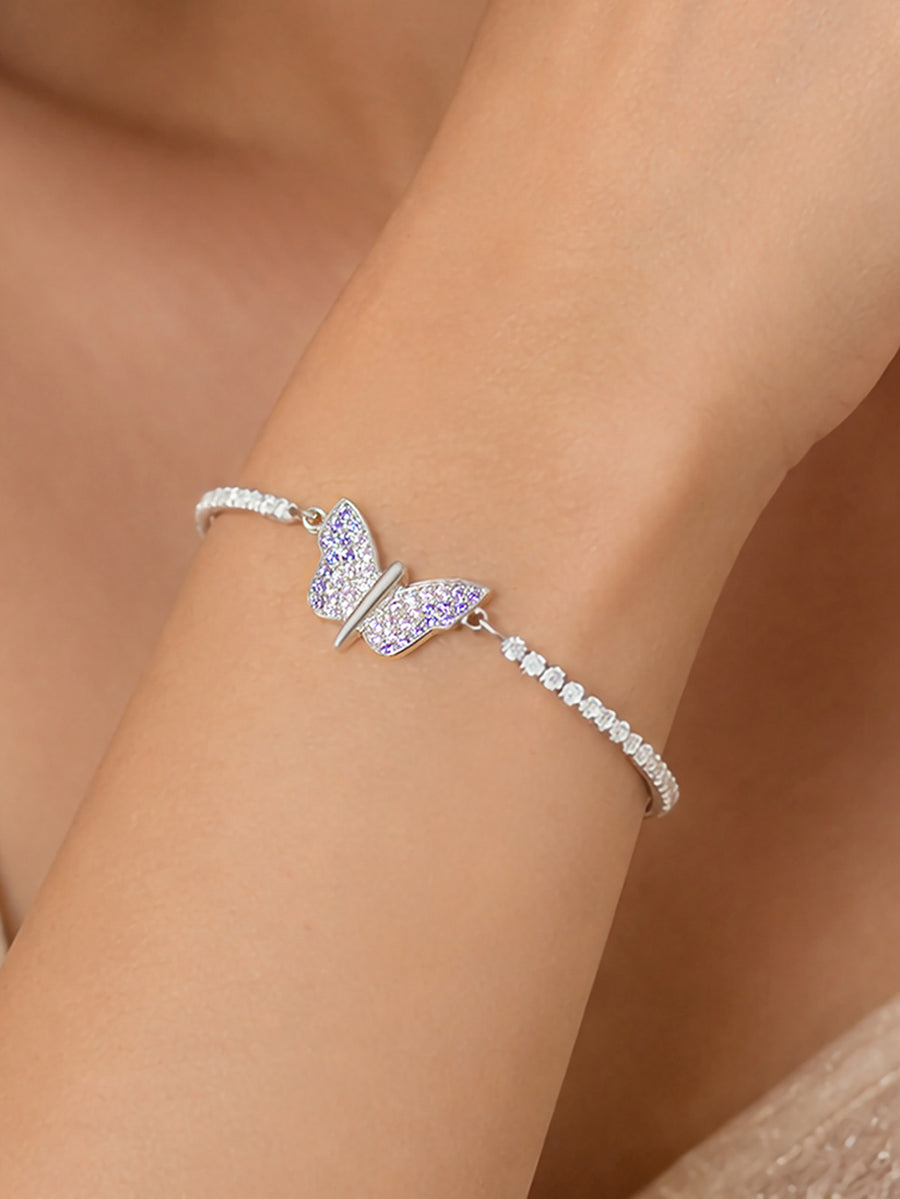 Butterfly Design Silver Adjustable Bolo Bracelet