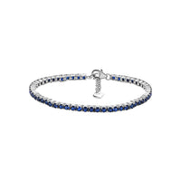Blue Sapphire CZ Silver Tennis Bracelet for Women