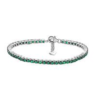 Green Emerald CZ Silver Tennis Bracelet for Women