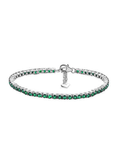 Green Emerald CZ Silver Tennis Bracelet for Women