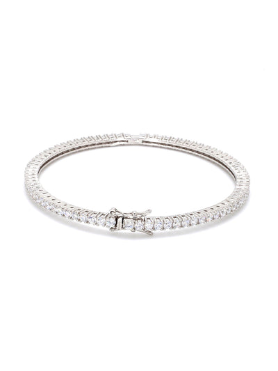 Eternity Diamond Look Silver Bangle for Women