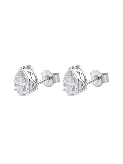 1 Carat American Diamond Sterling Silver Studs In Pear Shape-3