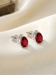 Synthetic Ruby Studs In 925 Silver