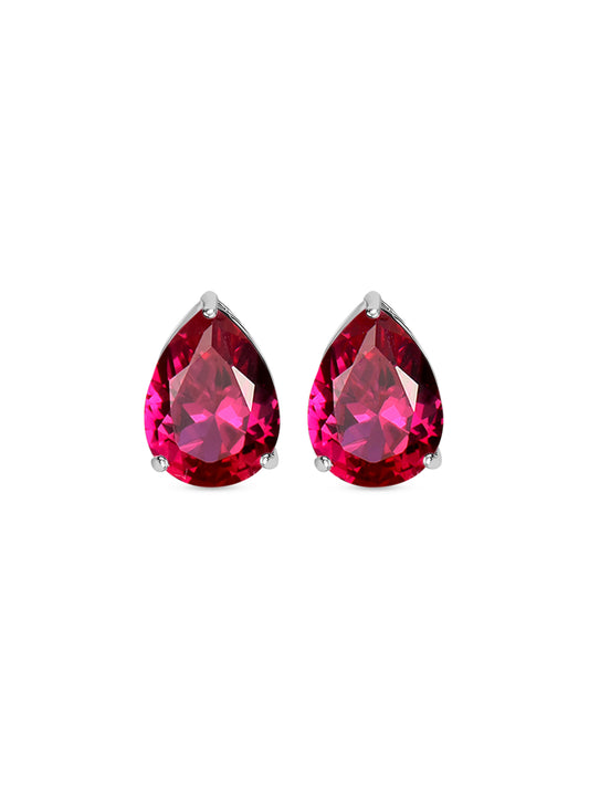Synthetic Ruby Studs In 925 Silver