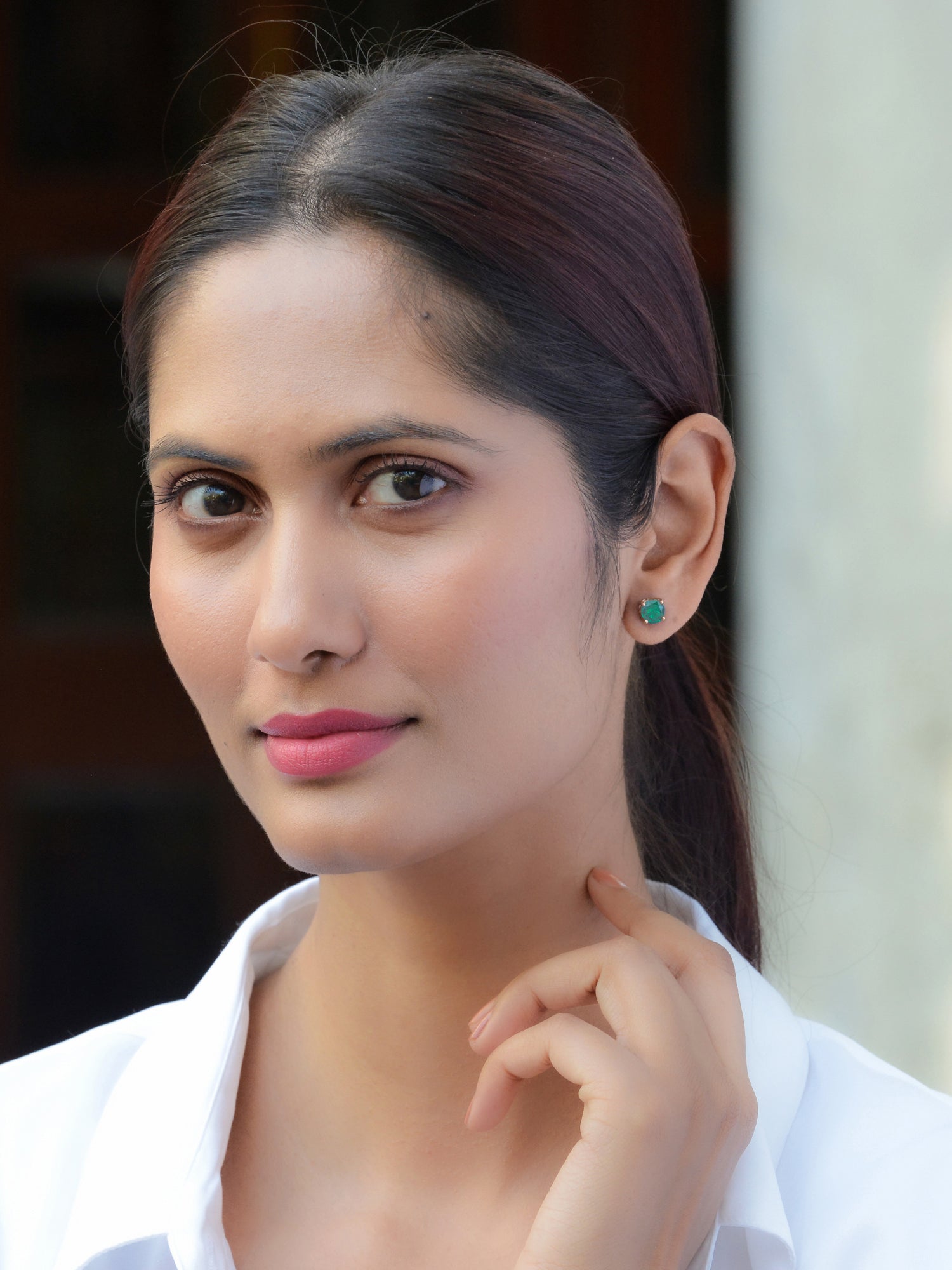 1.25 Carat Rose Gold Green Emerald Daily Wear Solitaire Stud Earrings