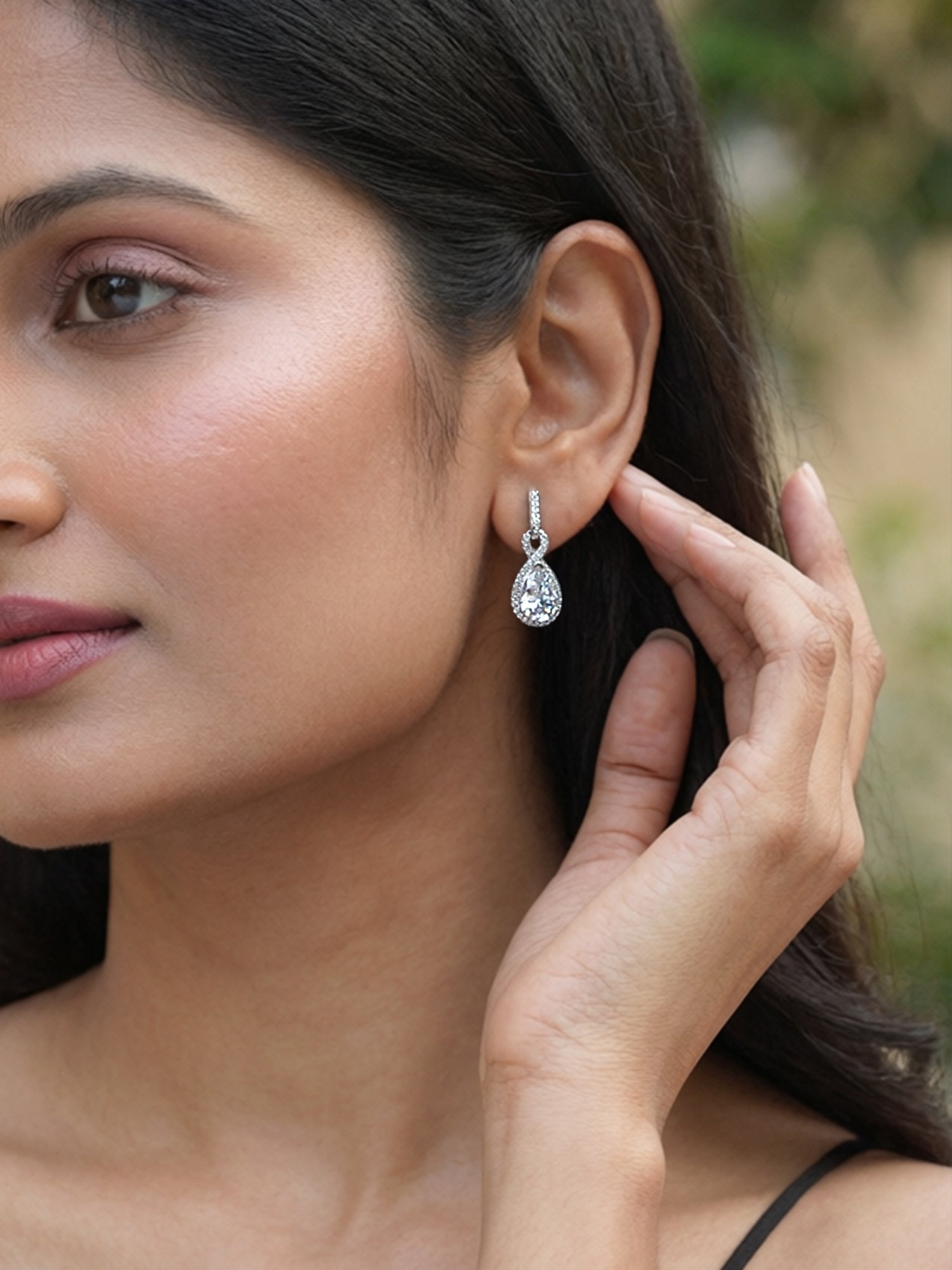 American Diamond Infinity Dangle Earrings