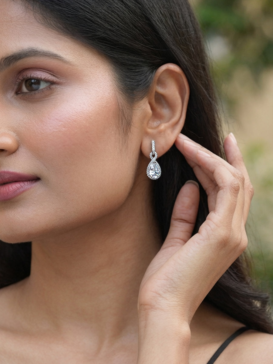 American Diamond Infinity Dangle Earrings