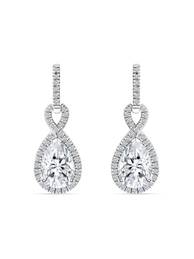 American Diamond Infinity Style Dangle Sterling Silver Earrings-1