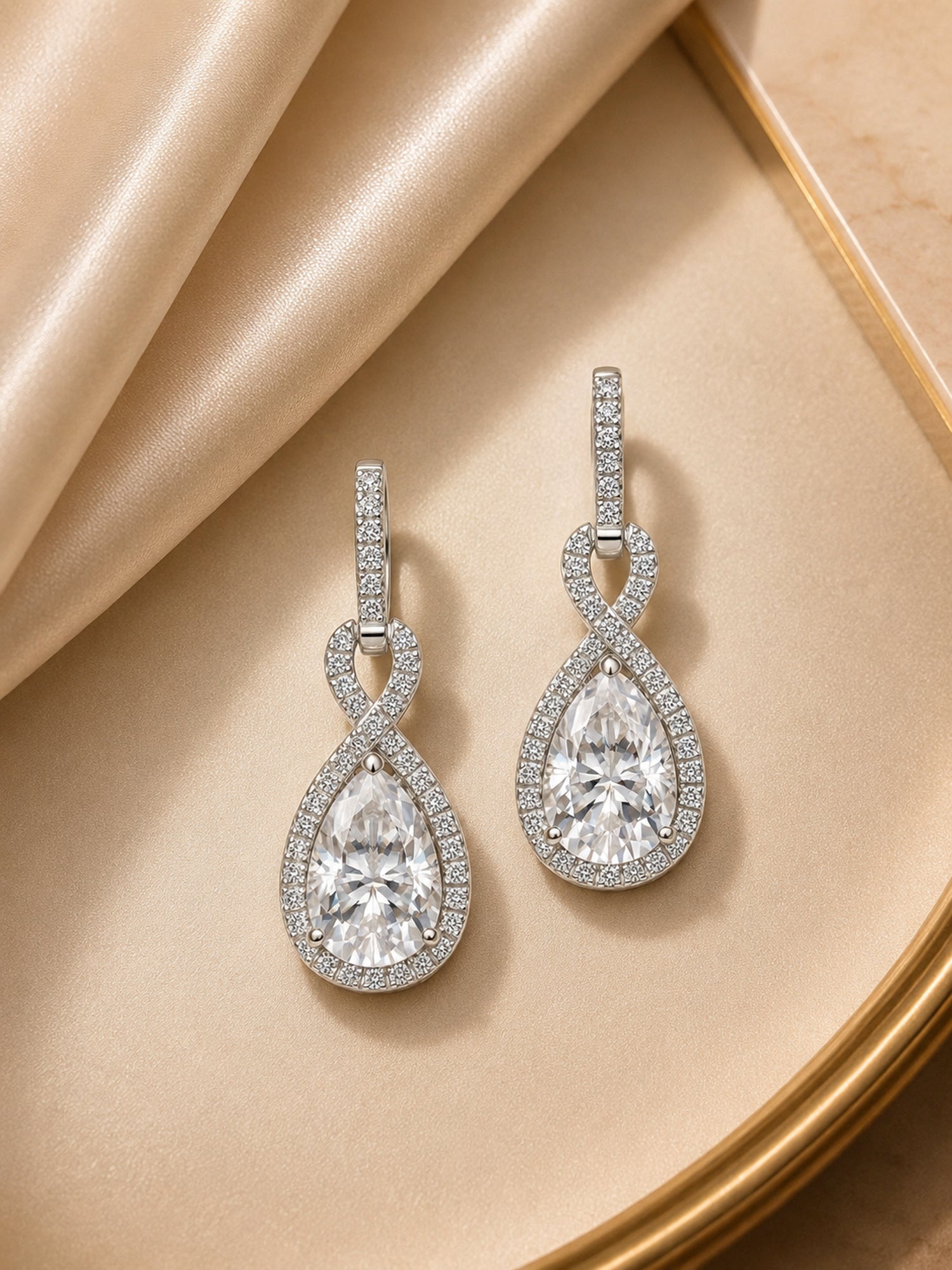 American Diamond Infinity Dangle Earrings