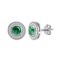 Emerald CZ Stud Earrings In 925 Sterling Silver