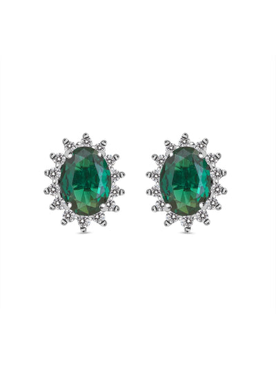 green emerald CZ stud earrings in 925 sterling silver by Ornate Jewels