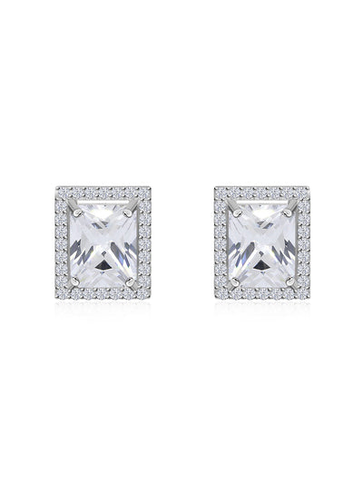 American Diamond Silver Earrings in 925 Sterling Silver - BIS Hallmarked
