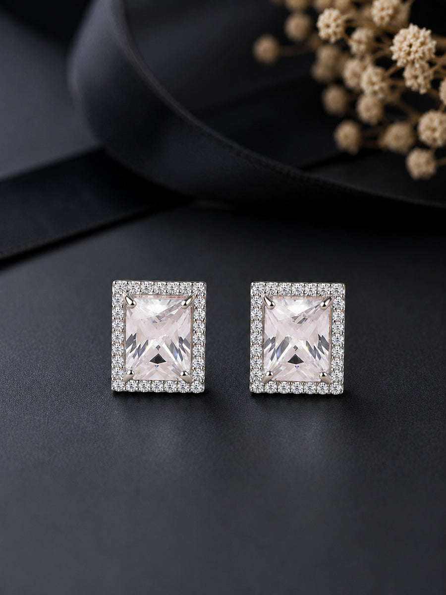 925 Silver American Diamond Statement Party Earrings For Women