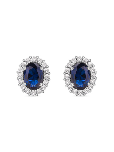 Classic Royal Blue Sapphire Stud Earring In 925 Silver-2