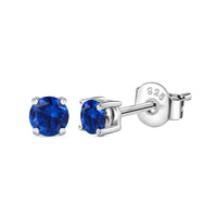 Blue Sapphire CZ Half Carat Silver Stud Earrings for Women