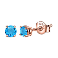 Blue Topaz CZ Half Carat Daily Wear Rose Gold Studs