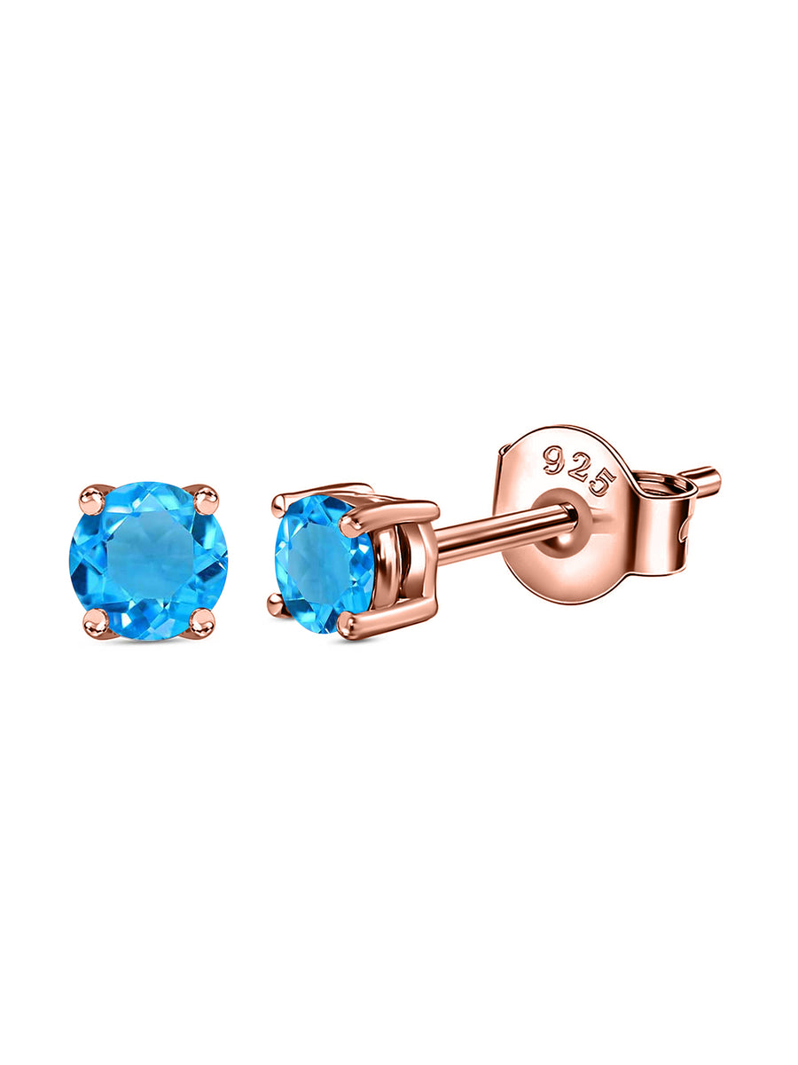 Blue Topaz Half Carat Daily Wear Rose Gold Studs