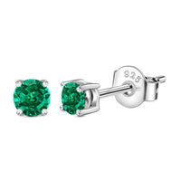 Half Carat Green Emerald CZ Silver Stud Earrings for Women