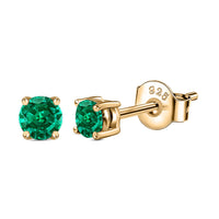 Half Carat Green Emerald CZ Yellow Gold Studs For Women
