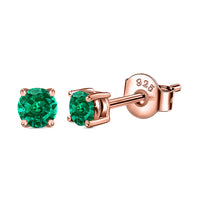 Half Carat Green Emerald CZ Rose Gold Studs For Women