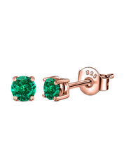 Half Carat Green Emerald Rose Gold Studs For Women