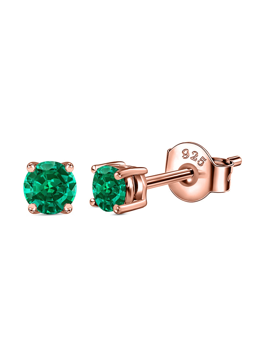 Half Carat Green Emerald Rose Gold Studs For Women