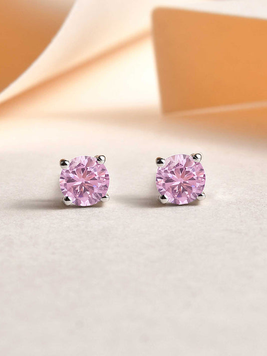 Half Carat Pink Studs For Women