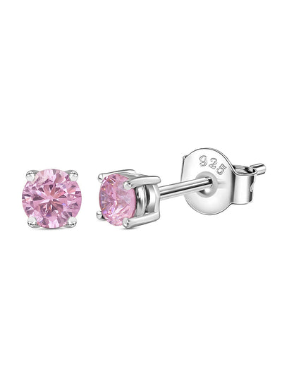 Half Carat Pink Silver Stud Earrings for Women