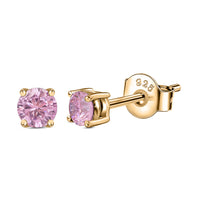 Half Carat Pink Cz Yellow Gold Studs For Women