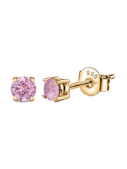 Half Carat Pink Cz Yellow Gold Studs For Women