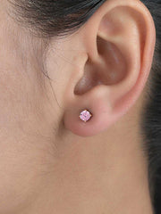 Half Carat Pink Cz Rose Gold Studs For Women