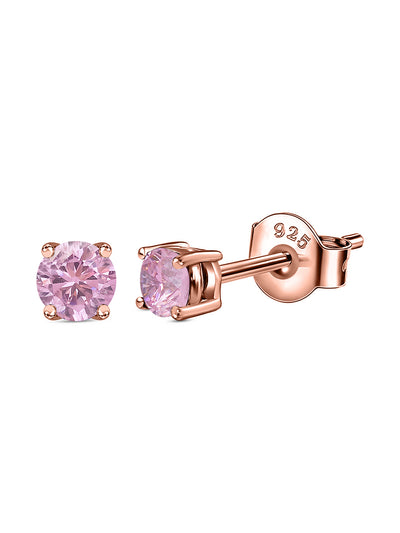 Half Carat Pink CZ Rose Gold Plated Stud Earrings for Women