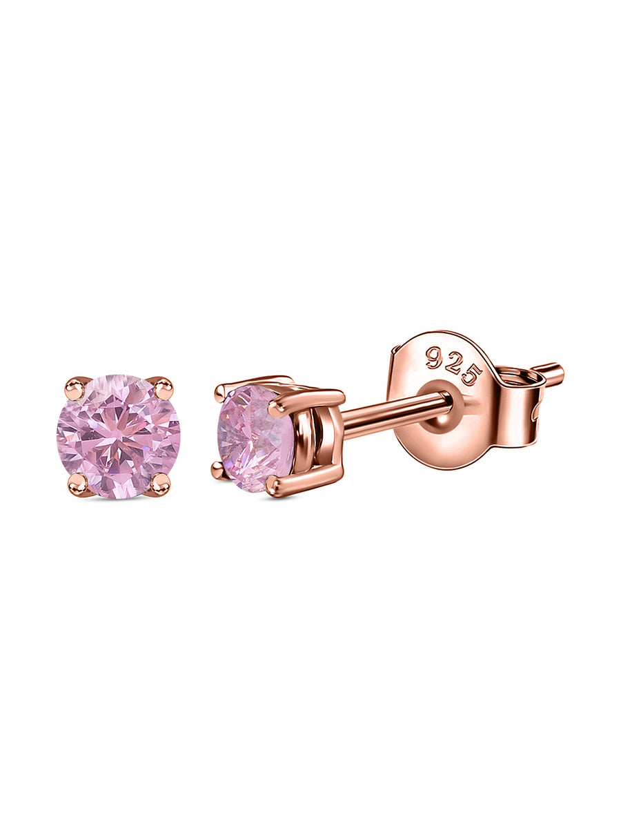 Half Carat Pink Cz Rose Gold Studs For Women