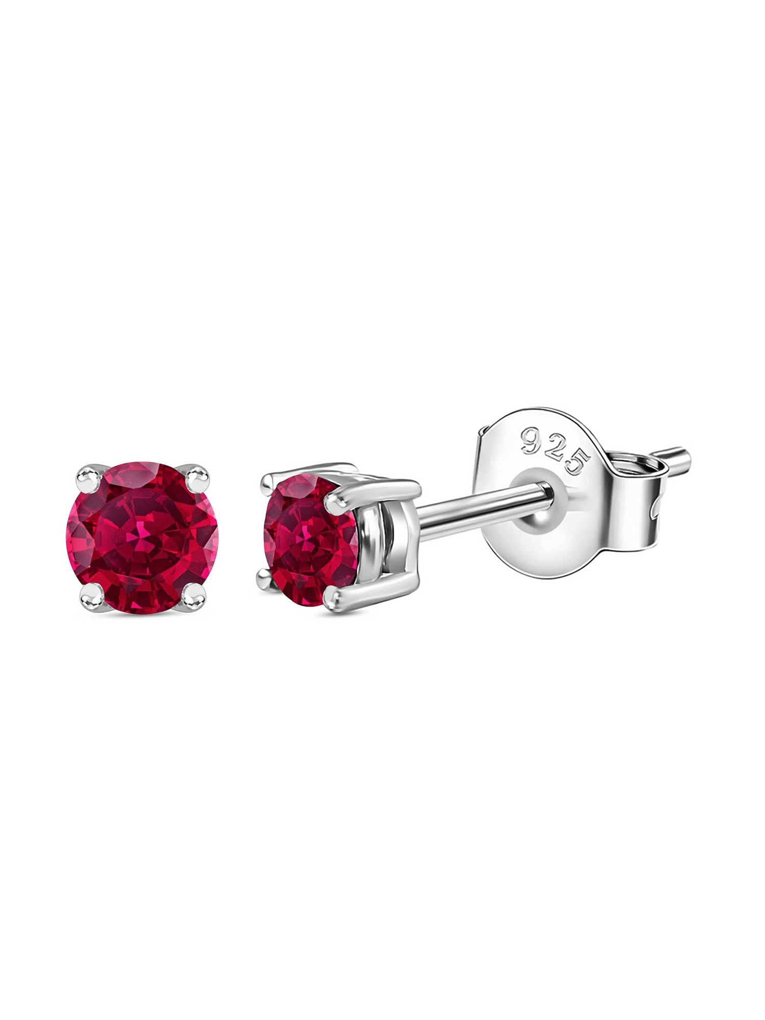 Red Ruby CZ Half Carat Solitaire Stud Earrings For Women