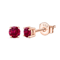 Red Ruby CZ Half Carat Solitaire Rose Gold Stud Earrings For Women