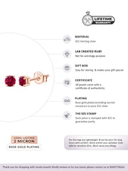 Red Ruby Half Carat Solitaire Rose Gold Stud Earrings For Women