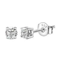 American Diamond Solitaire Silver Stud Earrings for Women
