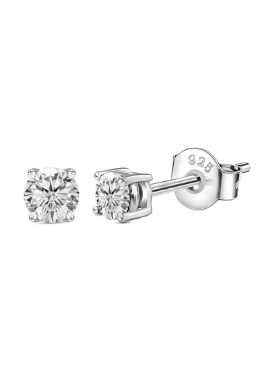 American Diamond Solitaire Silver Stud Earrings for Women