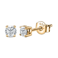 American Diamond Yellow Gold Solitaire Studs For Women