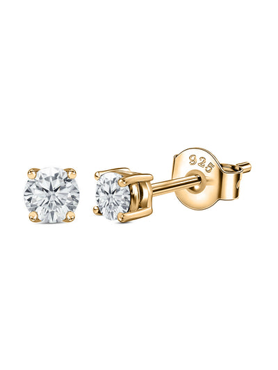 American Diamond Stud Earrings in 925 Sterling Silver - BIS Hallmarked