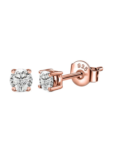 American Diamond Stud Earrings in 925 Sterling Silver - BIS Hallmarked