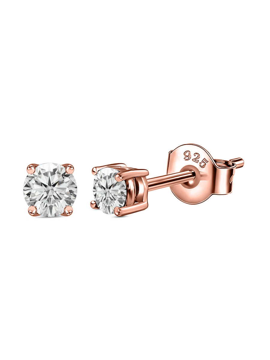 American Diamond Rose Gold Solitaire Studs For Women