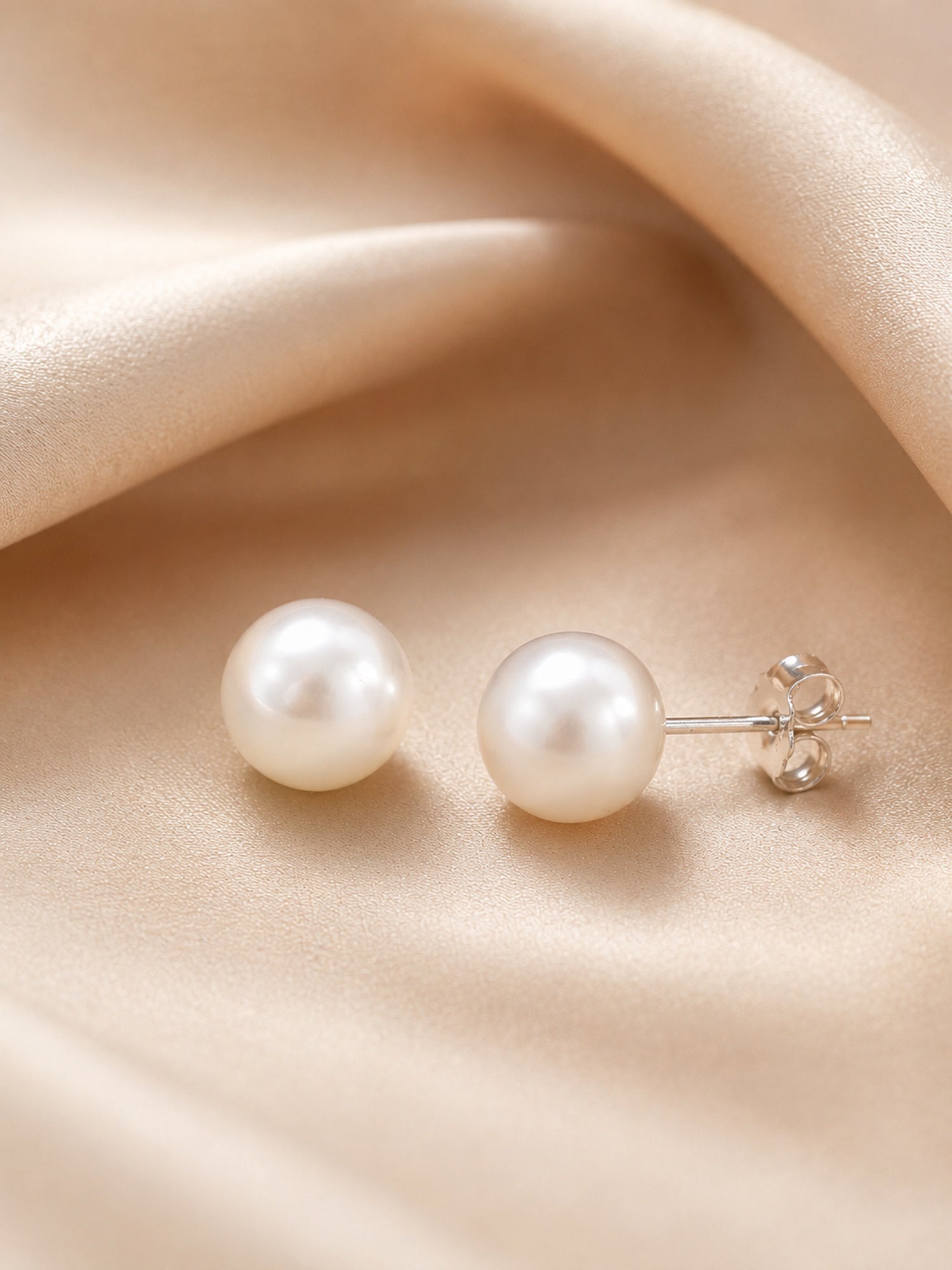 7Mm Natural Freshwater Pearl 925 Silver Stud Earrings