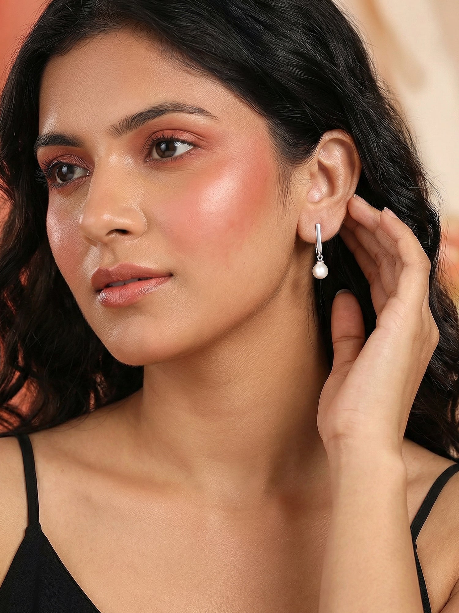 Pure Pearl Silver Dainty Dangler Earrings