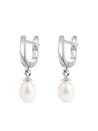 Pure Pearl Silver Dainty Dangler Earrings-4