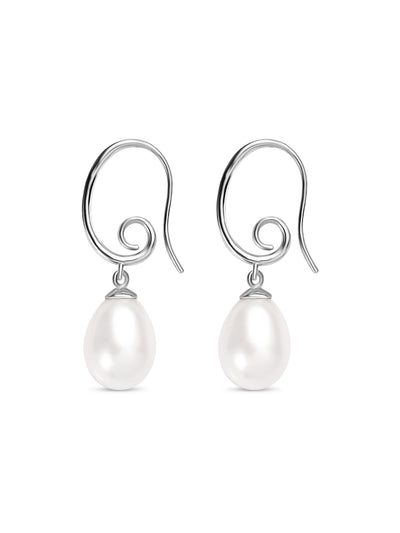 Graceful Freshwater Pearl Silver Drop Earrings